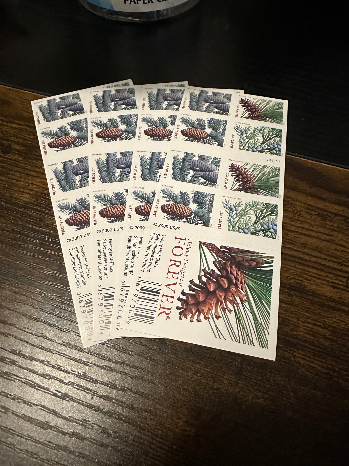 USPS Forever Stamps Holiday Evergreens booklet of 20