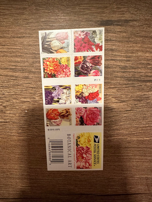 USPS Forever Stamps Botanical Art booklet of 20