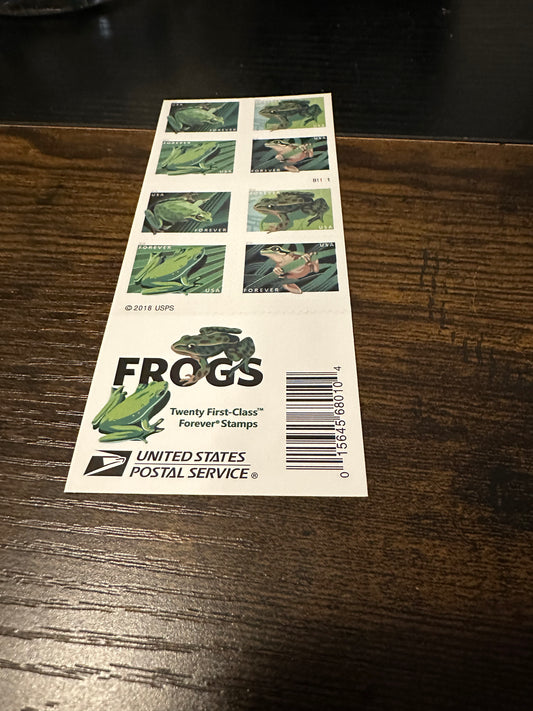 USPS Forever Stamps Frogs 2019 booklet of 20