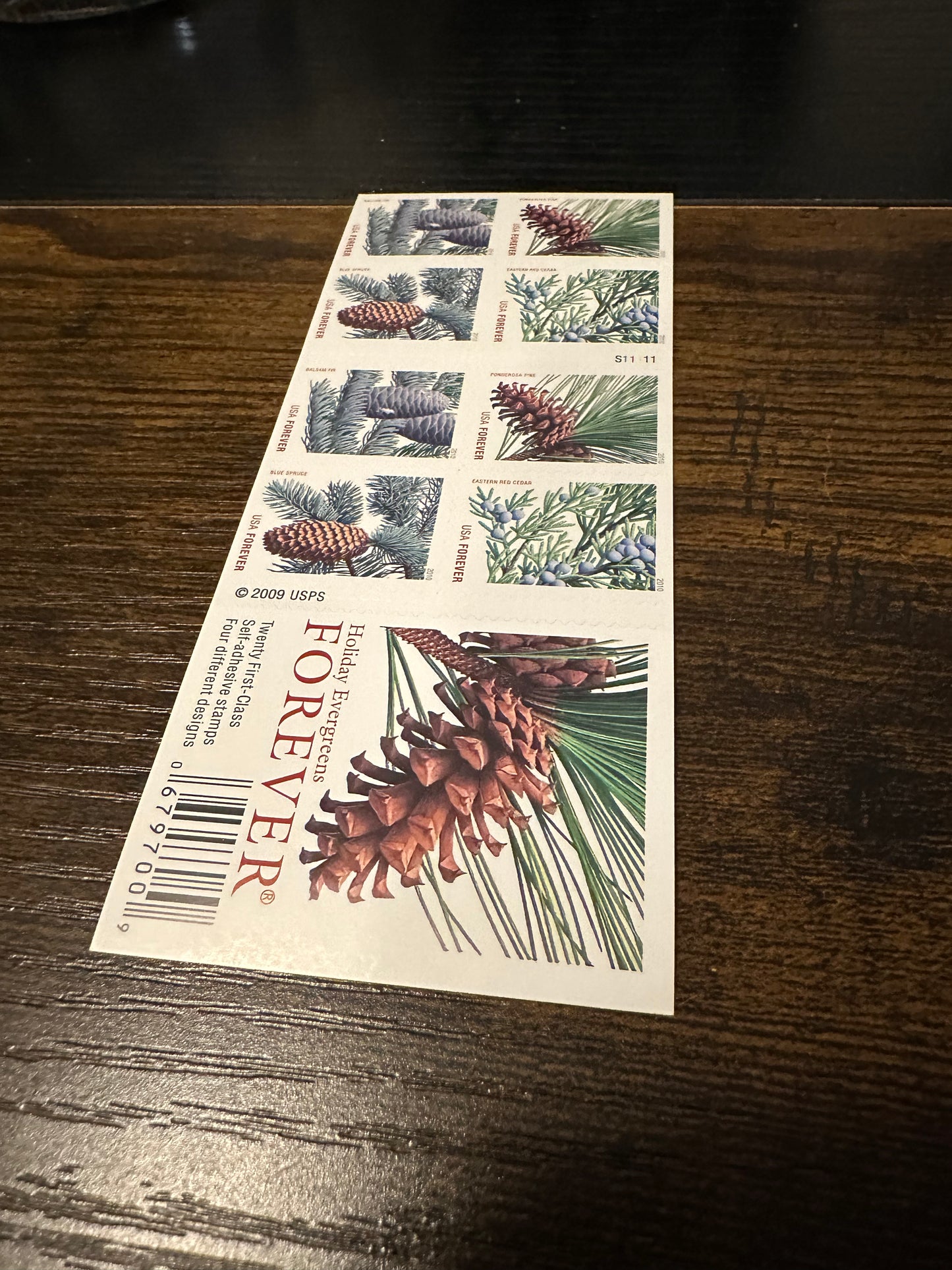 USPS Forever Stamps Holiday Evergreens booklet of 20